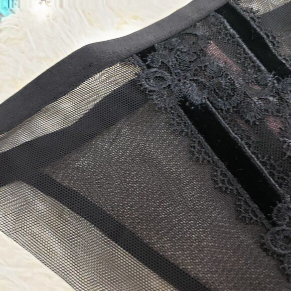 VS Black Mesh Velvet Hook & Eye Sexy BRAZILIAN - Picture 3 of 4